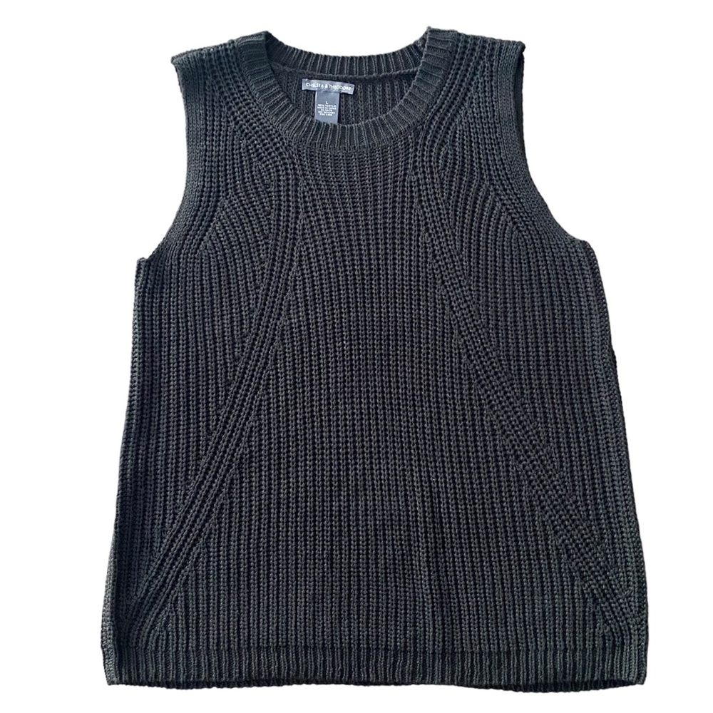 Chelsea & Theodore Black Thick Knit Sleeveless Sweater Large